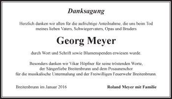 Traueranzeige von Georg Meyer von Hersbrucker Zeitung