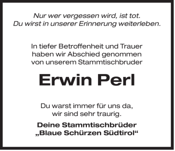 Traueranzeige von Erwin Perl von Der Bote