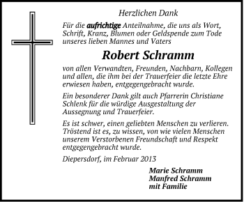 Traueranzeige von Robert Schramm von Der Bote