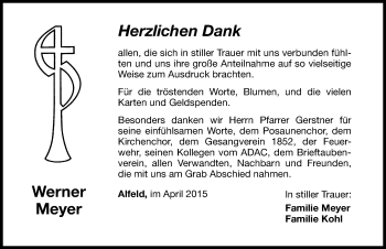 Traueranzeige von Werner Meyer von Hersbrucker Zeitung