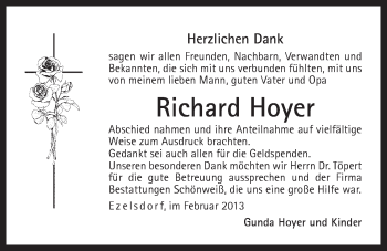 Traueranzeige von Richard Hoyer von Der Bote