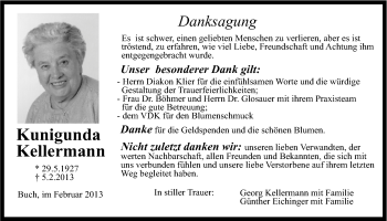 Traueranzeige von Kunigunda Kellermann von Der Bote