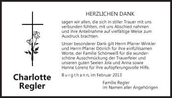 Traueranzeige von Charlotte Regler von Der Bote