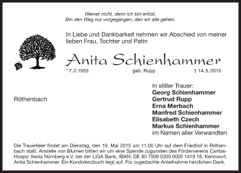 Traueranzeige von Anita Schienhammer von N-Land