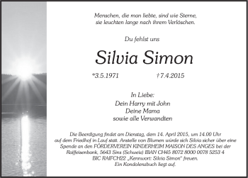 Traueranzeige von Silvia Simon von Pegnitz-Zeitung