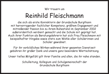 Traueranzeige von Reinhild Fleischmann von Der Bote