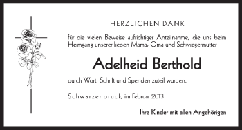 Traueranzeige von Adelheid Berthold von Der Bote