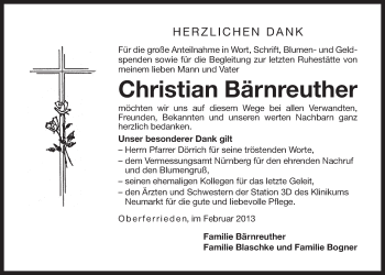 Traueranzeige von Christian Bärnreuther von Der Bote