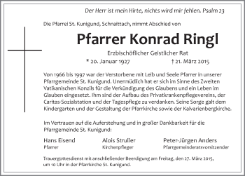 Traueranzeige von Konrad Ringl von Pegnitz-Zeitung
