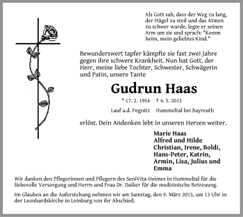 Traueranzeige von Gudrun Haas von Der Bote