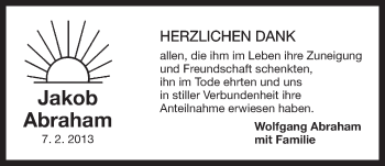 Traueranzeige von Jakob Abraham von Der Bote