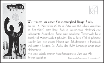 Traueranzeige von Bengt Birck von Hersbrucker Zeitung