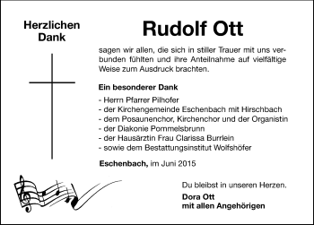 Traueranzeige von Rudolf Ott von Hersbrucker Zeitung