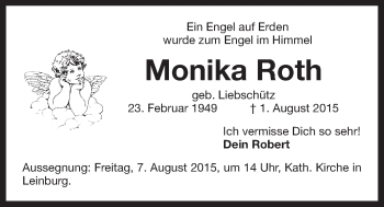Traueranzeige von Monika Roth von Der Bote
