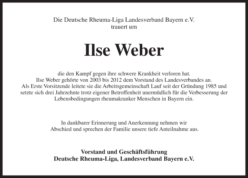  Traueranzeige für Ilse Weber vom 14.07.2015 aus Pegnitz-Zeitung