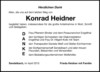 Traueranzeige von Konrad Heidner von Hersbrucker Zeitung