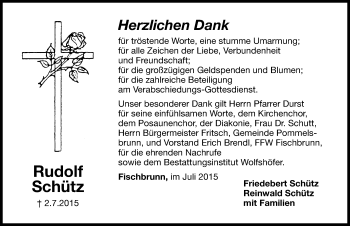 Traueranzeige von Rudolf Schütz von Hersbrucker Zeitung