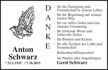 Traueranzeige von Anton Schwarz von N-Land