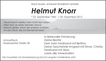 Traueranzeige von Helmut Knorr von Pegnitz-Zeitung
