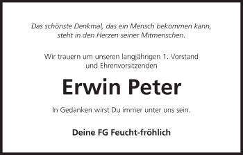 Traueranzeige von Erwin Peter von Der Bote