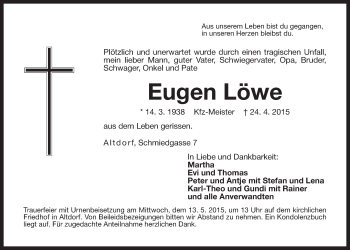 Traueranzeige von Eugen Löwe von Der Bote