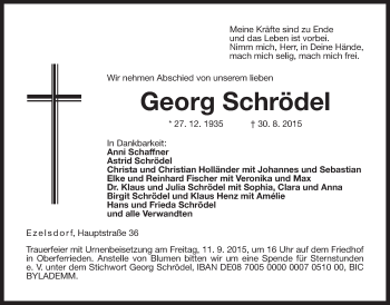 Traueranzeige von Georg Schrödel von Der Bote