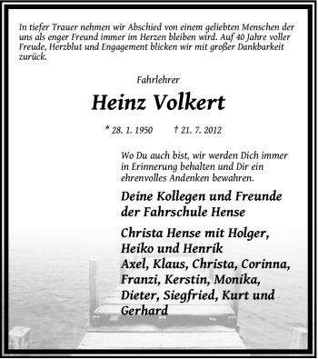 Traueranzeige von Heinz Volkert von Hersbrucker Zeitung