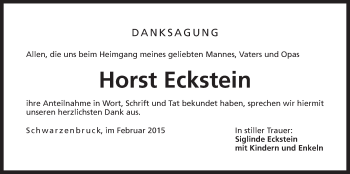 Traueranzeige von Horst Eckstein von Der Bote