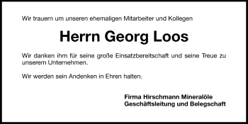 Traueranzeige von Georg Loos von Hersbrucker Zeitung
