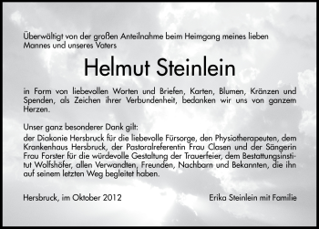 Traueranzeige von Helmut Steinlein von Hersbrucker Zeitung