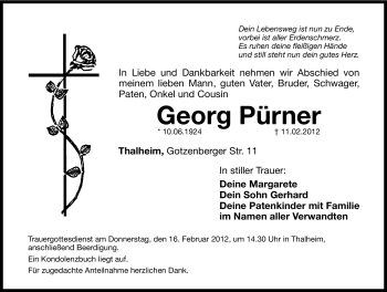 Traueranzeige von Georg Pürner von Hersbrucker Zeitung