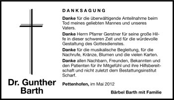 Traueranzeige von Gunther Barth von Hersbrucker Zeitung