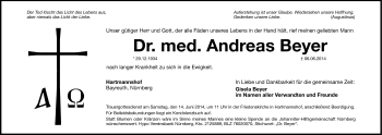 Traueranzeige von Andreas Beyer von Hersbrucker Zeitung