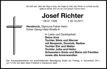 Traueranzeige von Josef Richter von Hersbrucker Zeitung