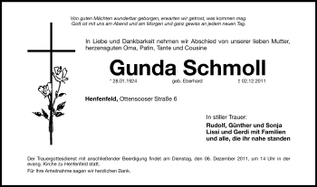 Traueranzeige von Gunda Schmoll von Hersbrucker Zeitung