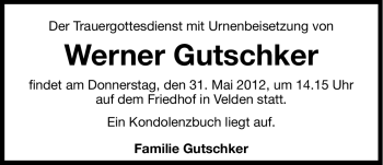 Traueranzeige von Werner Gutschker von Hersbrucker Zeitung