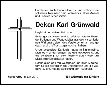 Traueranzeige von Karl Grünwald von Hersbrucker Zeitung