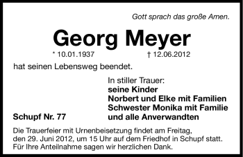 Traueranzeige von Georg Meyer von Hersbrucker Zeitung
