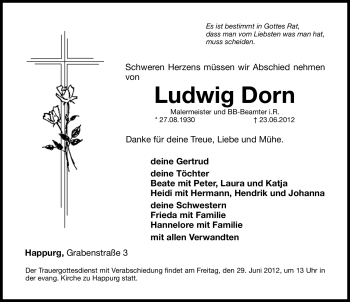 Traueranzeige von Ludwig Dorn von Hersbrucker Zeitung