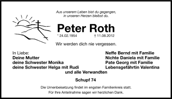 Traueranzeige von Peter Roth von Hersbrucker Zeitung