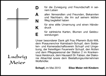 Traueranzeige von Ludwig Meier von Hersbrucker Zeitung