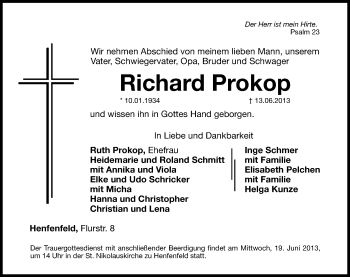 Traueranzeige von Richard Prokop von Hersbrucker Zeitung