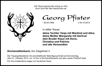 Traueranzeige von Georg Pfister von Hersbrucker Zeitung