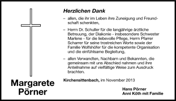 Traueranzeige von Margarete Pörner von Hersbrucker Zeitung