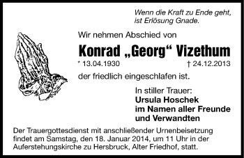 Traueranzeige von Konrad Vizethum von Hersbrucker Zeitung