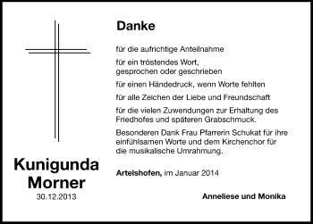 Traueranzeige von Kunigunda Morner von Hersbrucker Zeitung