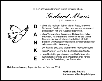 Traueranzeige von Gerhard Maas von Hersbrucker Zeitung