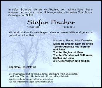 Traueranzeige von Stefan Fischer von Hersbrucker Zeitung