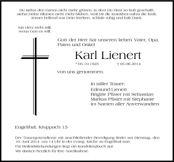 Traueranzeige von Karl Lienert von Hersbrucker Zeitung
