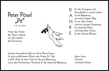 Traueranzeige von Peter Pit Pösel von Hersbrucker Zeitung
